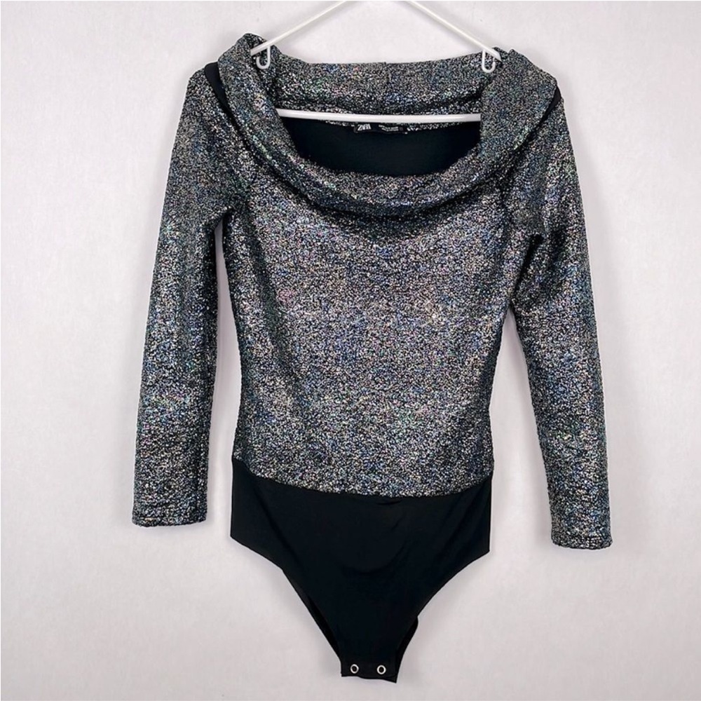 Zara Shiny Off The Shoulder Bodysuit. Size Small.